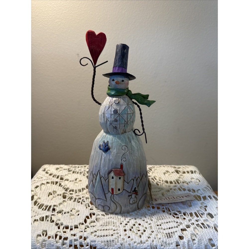 Jim Shore Heartwood Creek Folklore Snowman With Heart